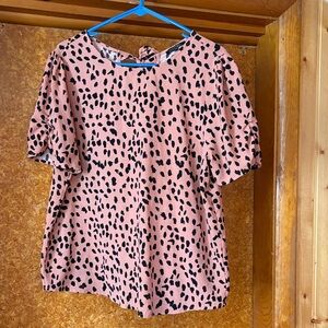 Papermoon Salmon and Black Leopard Print Blouse